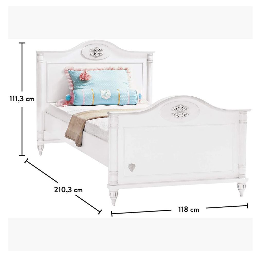 Cilek - Romantic Bed - White - 120x200 cm