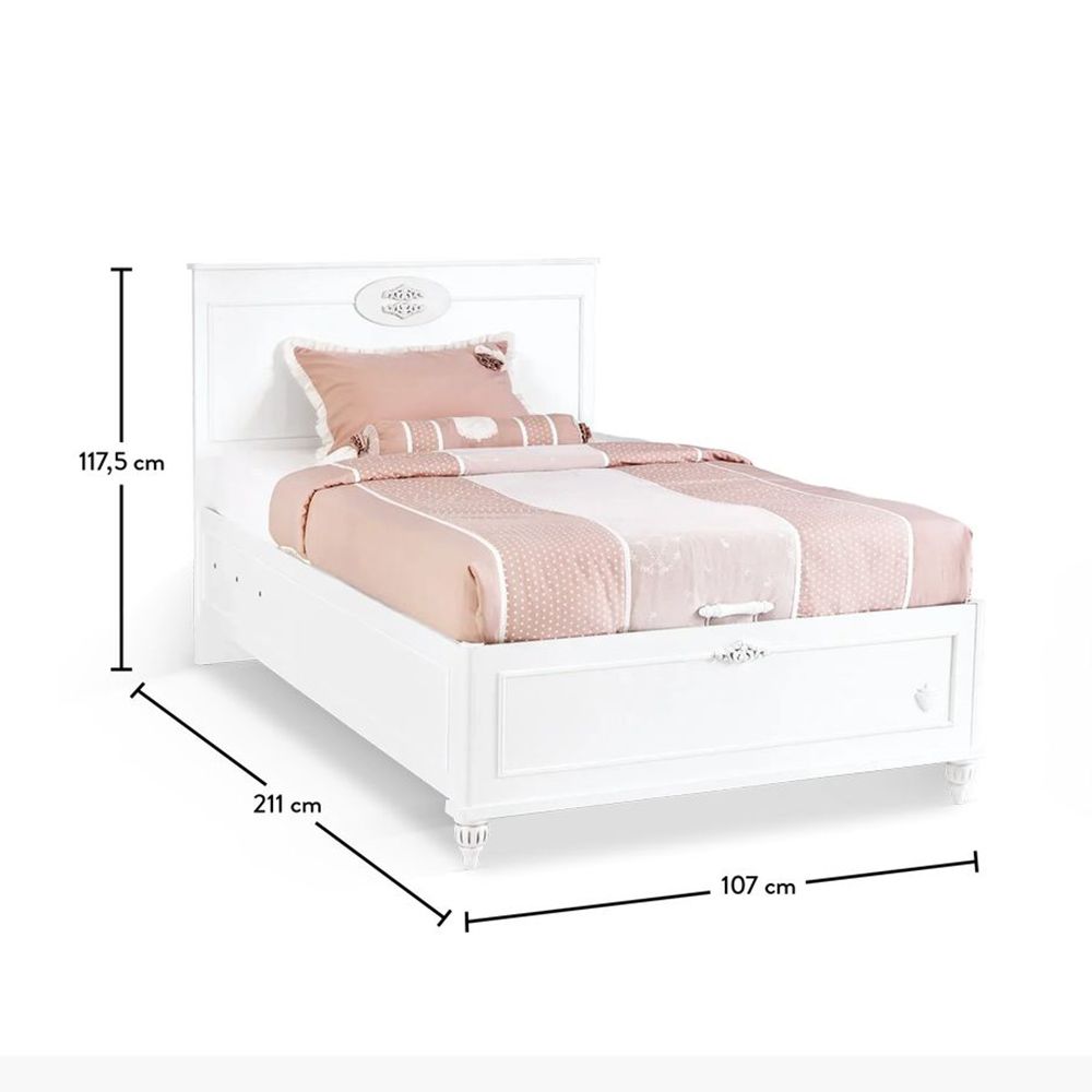 Cilek - Romantica Bed With Base - White/Pink - 100x200 cm