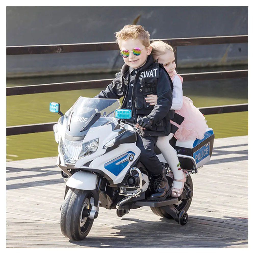 BMW - Police Kids Electric Ride-On Motorcycle - 12V - White