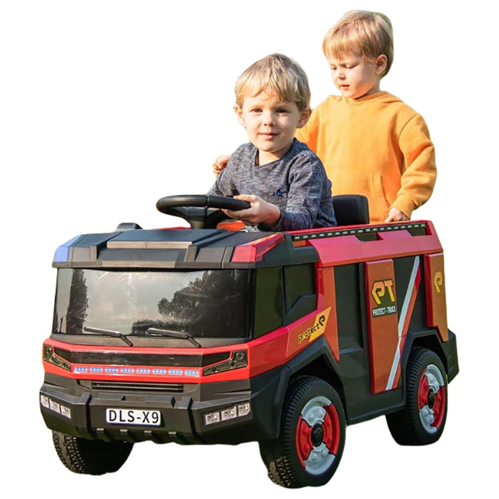 Amsham Toys - Kids Battery Operated Ride-On Fire Truck - Red - 12 V