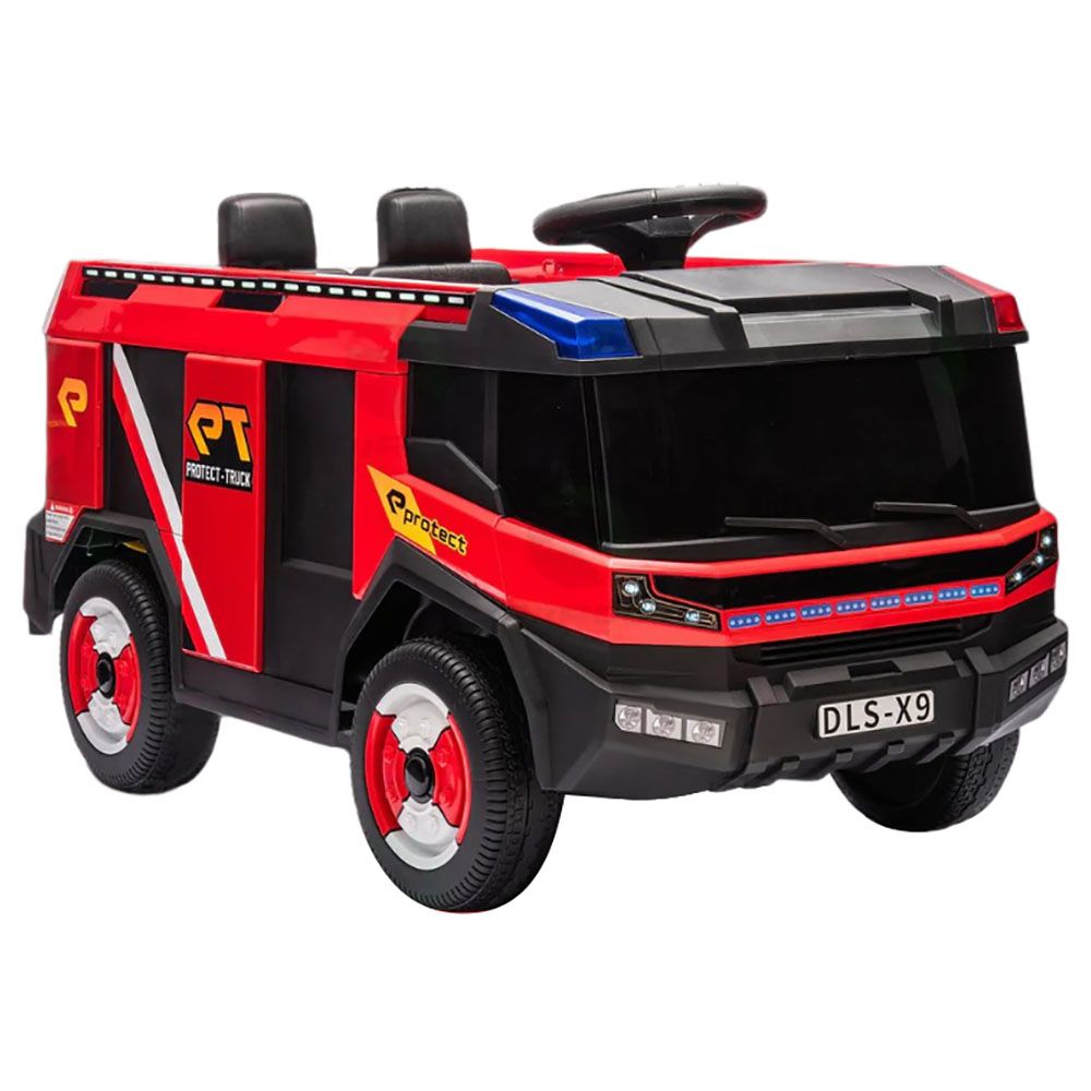 Amsham Toys - Kids Battery Operated Ride-On Fire Truck - Red - 12 V