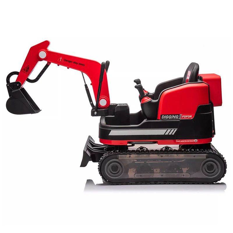 Amsham Toys - Excavator And Bulldozer Ride-On Car - Red - 12 V