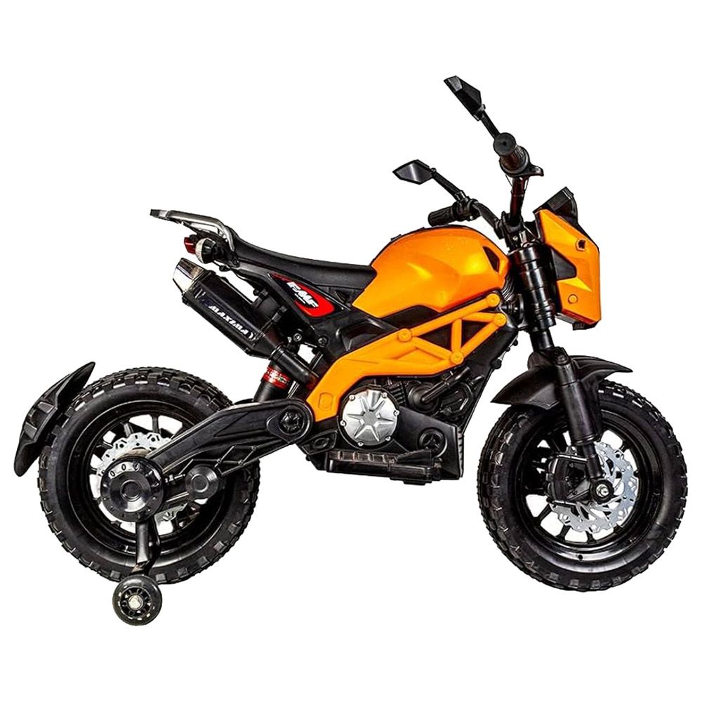 Amsham Toys - Kids Battery Operated Ride-On Bike - Orange - 12 V