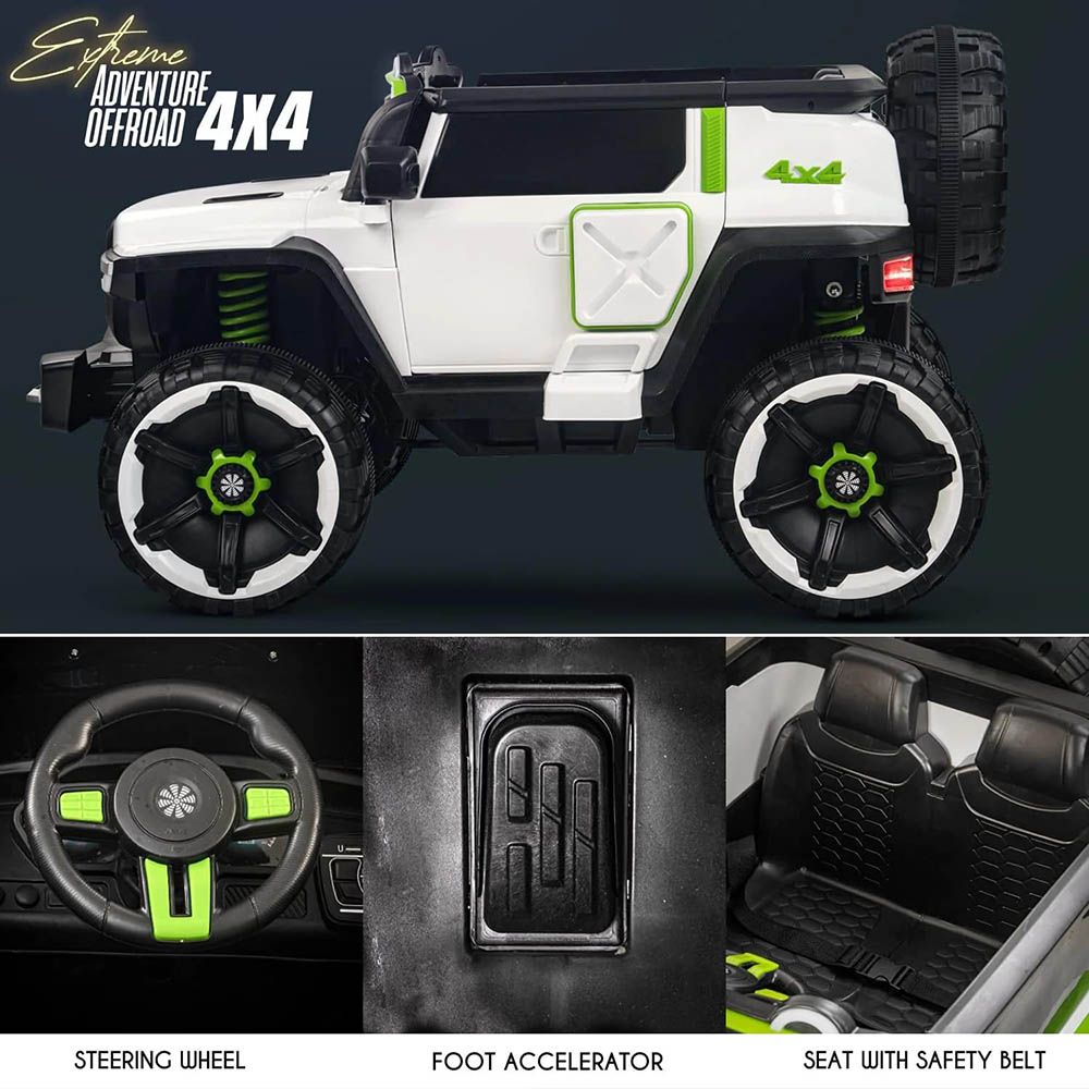 Amsham - Att Kids Ride On Jeep 4X4 - White - 12V