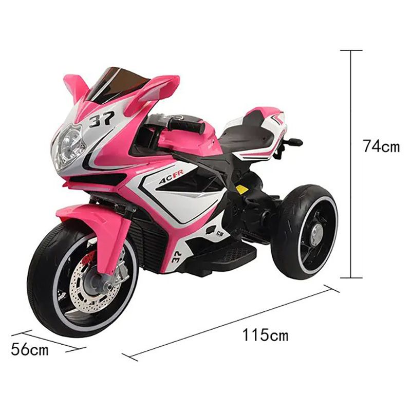 Amsham - Kids 3 Wheels Att Electric Motorcycle - Pink - 6V