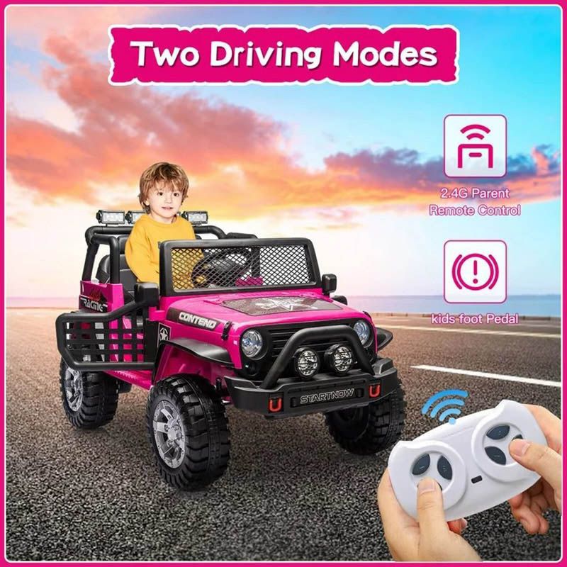 Amsham - Kids Electric Ride-On Jeep - Pink - 12V