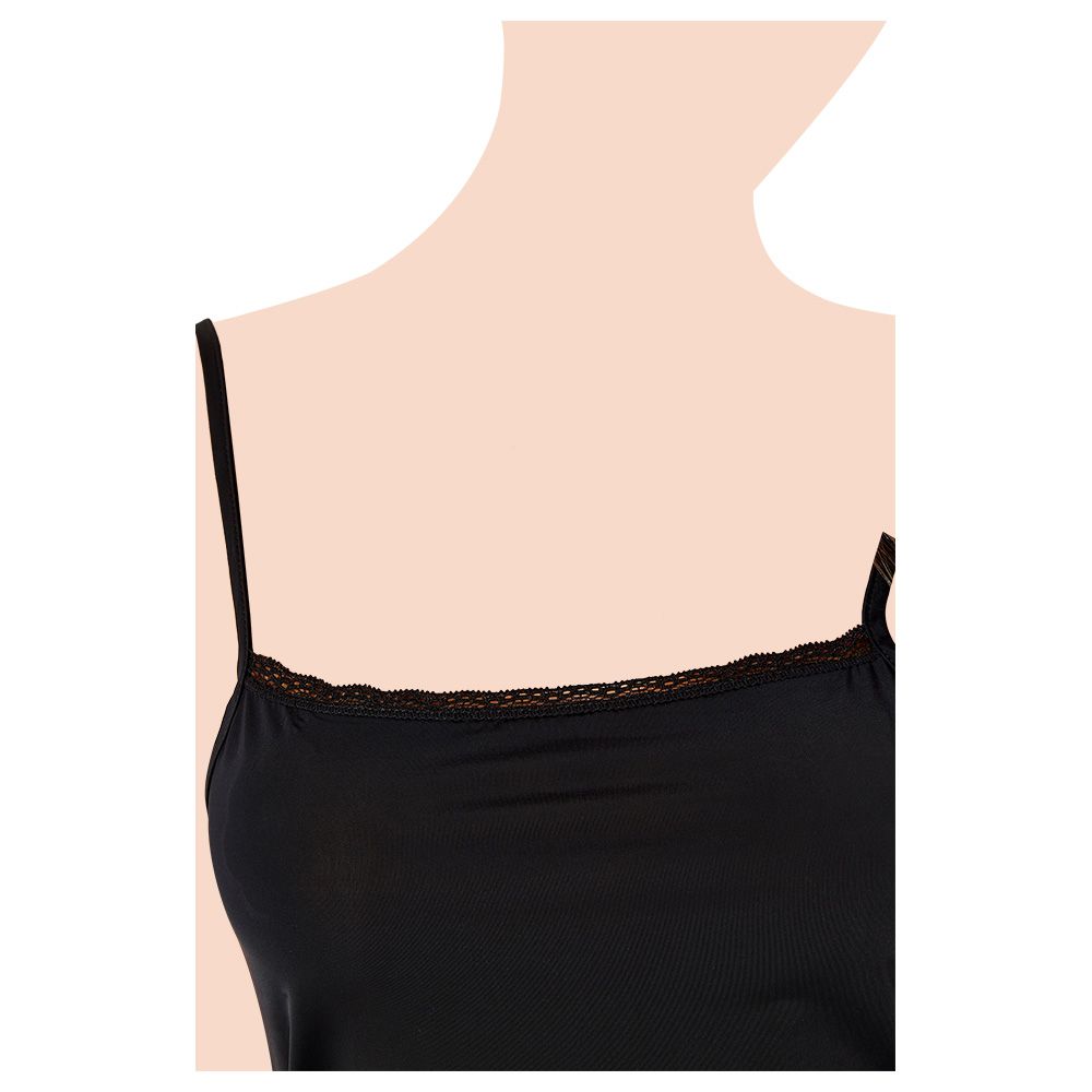 Blooming - Shoulder Strap Full Body Slip - Black