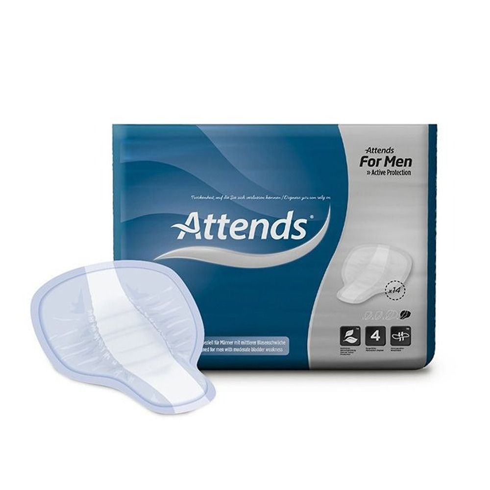 Attends - Men's Active Protection Bladder Control Pads - Level 4 - 14 Pcs