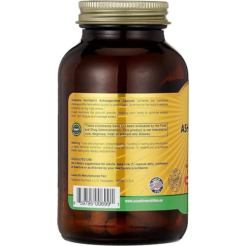 Sunshine Nutrition - Ashwagandha Root Extract Dietery Supplement 500Mg 100 Caps