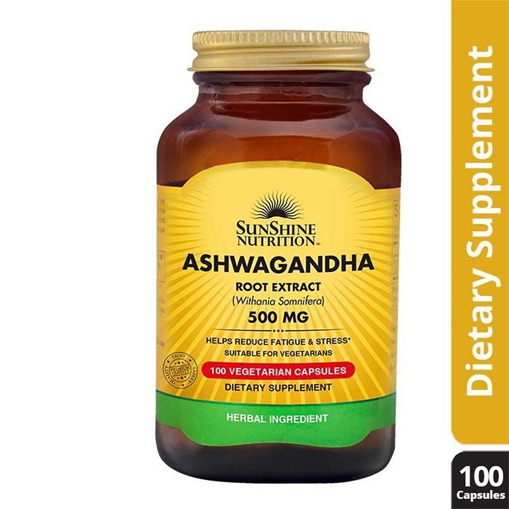 Sunshine Nutrition - Ashwagandha Root Extract Dietery Supplement 500Mg 100 Caps