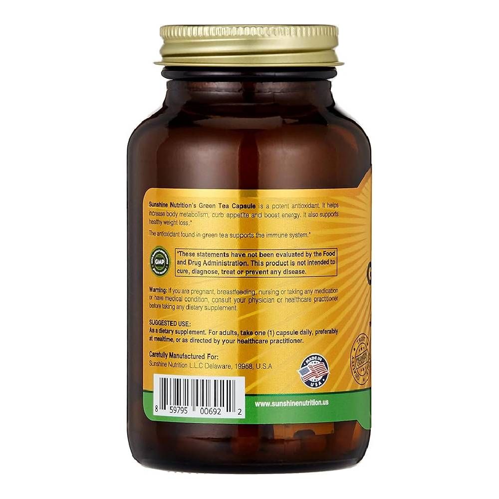 Sunshine Nutrition - Standardized Green Tea Leaf Extract Capsules - 100pcs