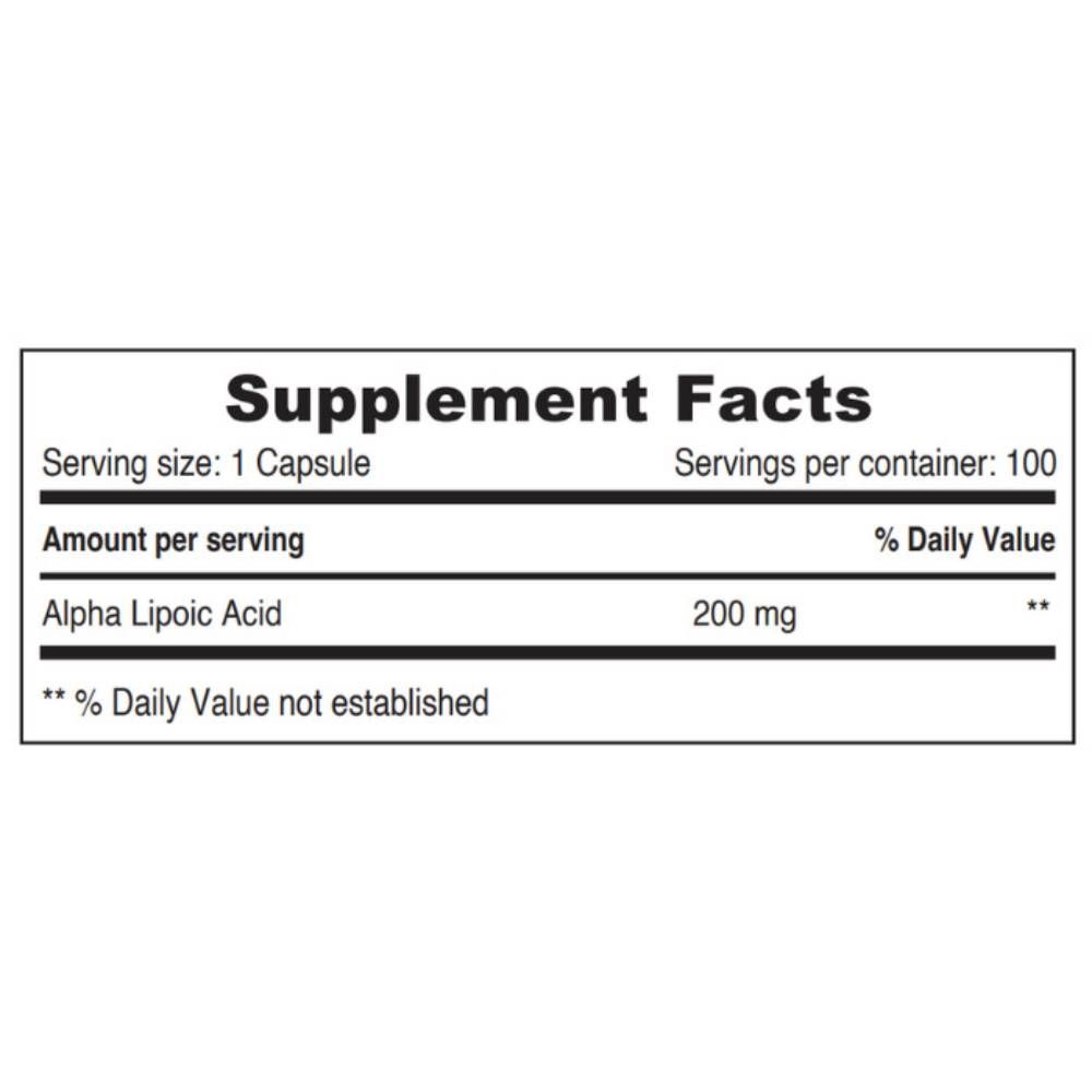صن شاين نوترشن - كبسولات حمض ألفا- ليبويك - 200 ملغ - 100 كبسولة