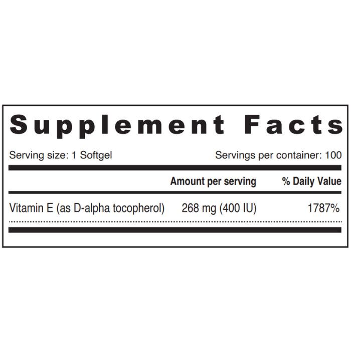 Sunshine Nutrition - Natural Vitamin E 400 IU Dietary Supplement Softgels - 100's