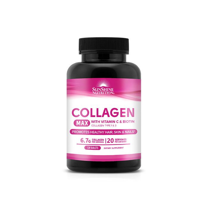 Sunshine Nutrition - Collagen Max With Vitamin C And Biotin Supplement Tablets - 120's