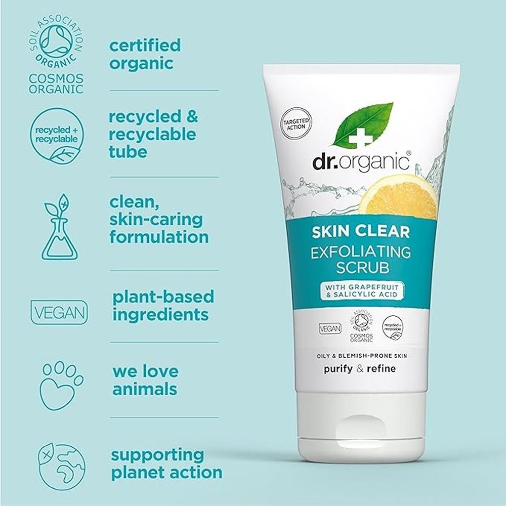 Dr. Organic - Skin Clear Exfoliating Scrub With Grapefruit And Salicylic Acid - 150ml