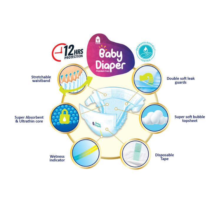 Life - Baby Diaper Size 1-Newborn 2-5kg, 24 Count