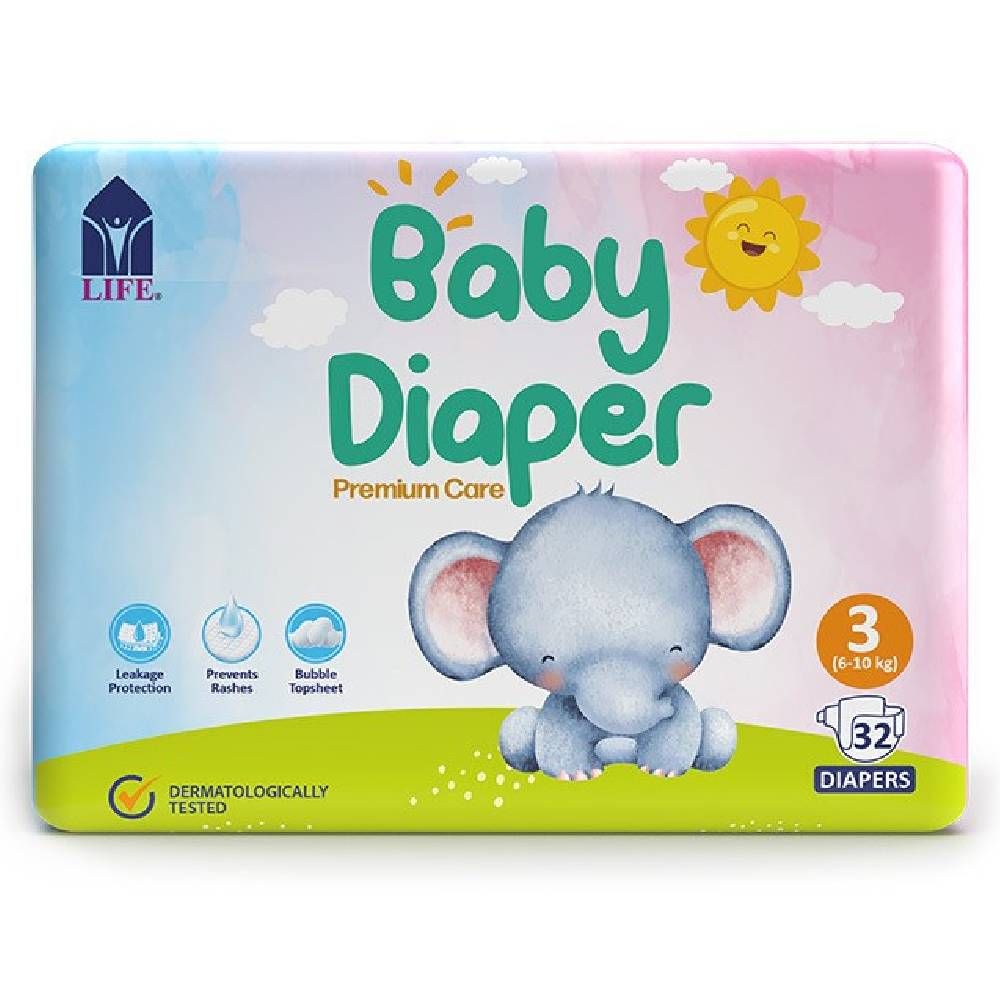 Life - Baby Diaper Size 3-Medium 6-10kg, 32 Count