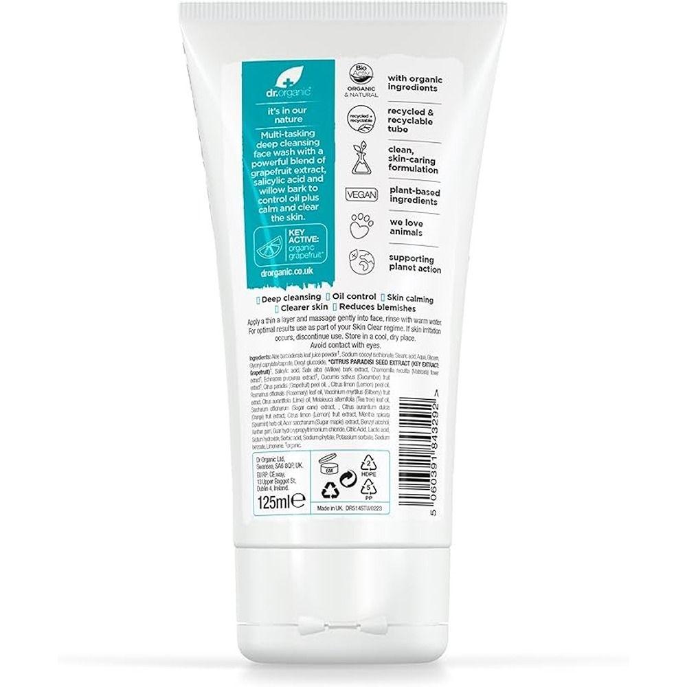 Dr. Organic - Skin Clear Deep Cleansing Face Wash With Grapefruit And Salicylic Acid - 125ml