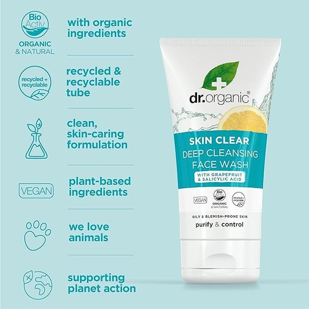 Dr. Organic - Skin Clear Deep Cleansing Face Wash With Grapefruit And Salicylic Acid - 125ml