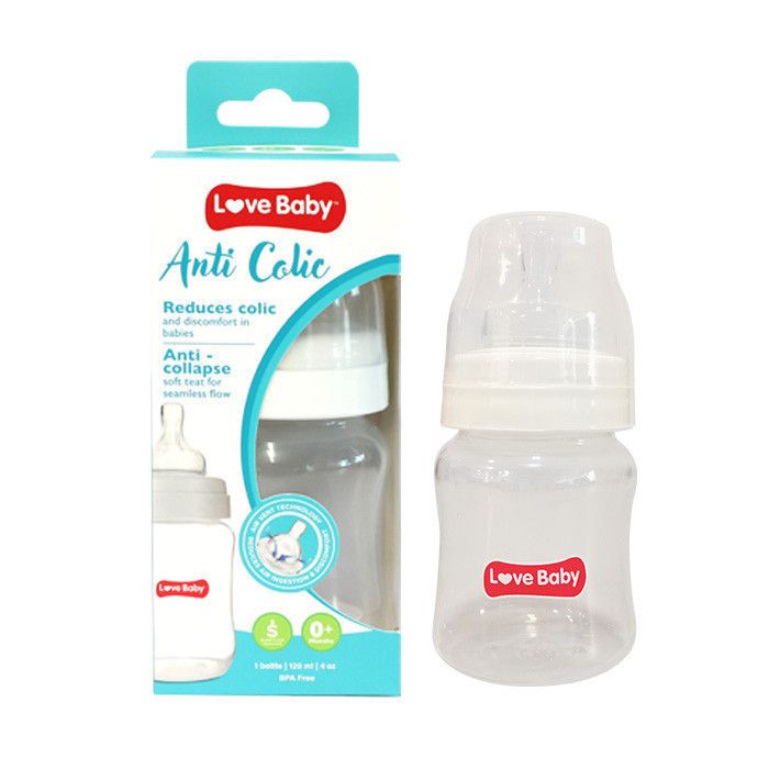 Love Baby - Anti-Colic Feeding Bottle - Slow Flow - 120ml - Clear