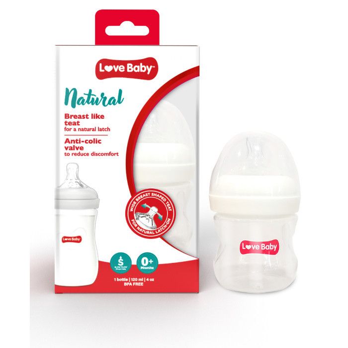 Love Baby - Natural Feeding Bottle - Medium Flow - 240ml - Clear