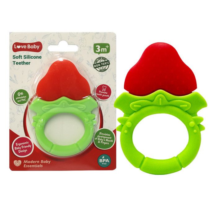 Love Baby - Soft Silicone Teether - Strawberry