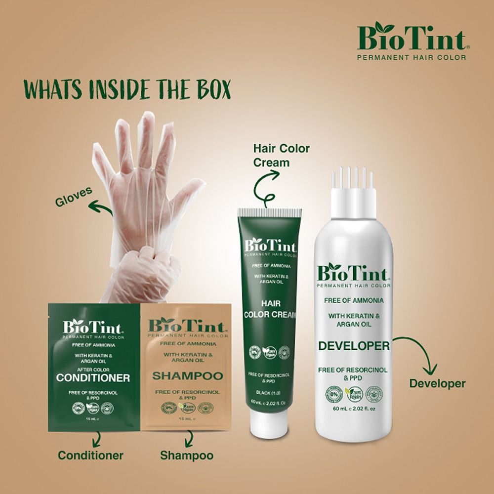 Biotint - Permanent Hair Colour Kit - 1.0 Black - 150 ml