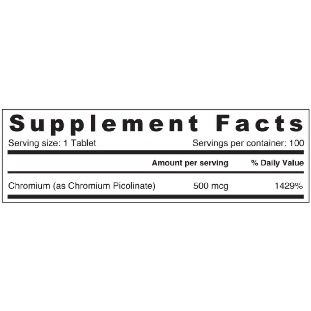 Sunshine Nutrition - Chromium Picolinate Tablets - 500mcg - 100pcs