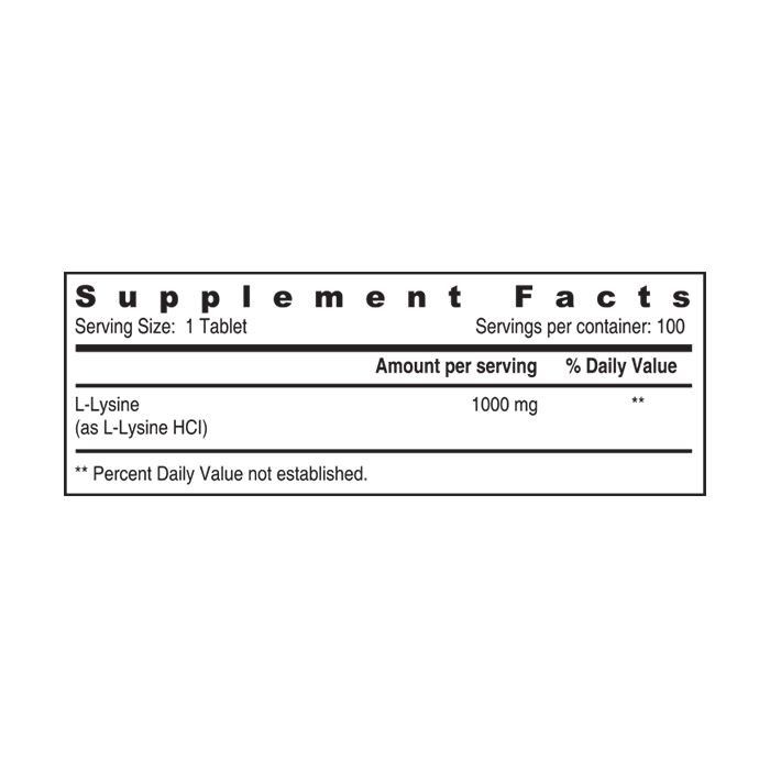 Sunshine Nutrition - L-Lysine 1000 mg Dietary Supplement Tablets - 100's