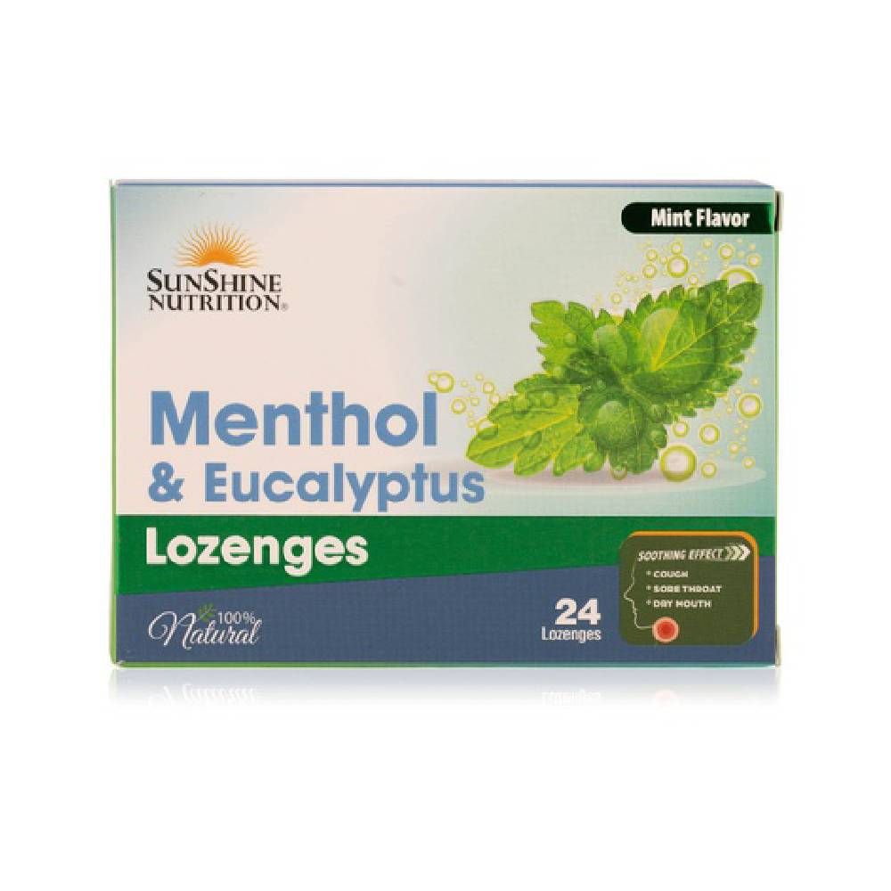 Sunshine Nutrition - Menthol And Eucalyptus Lozenges - Mint Flavour - 24's