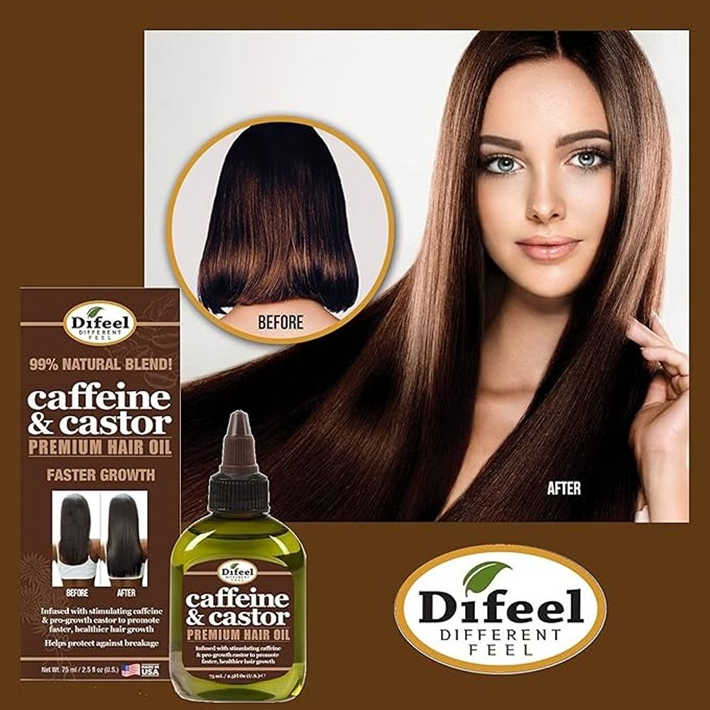 Difeel - Caffeine And Castor Premium Hair Oil - 75 ml