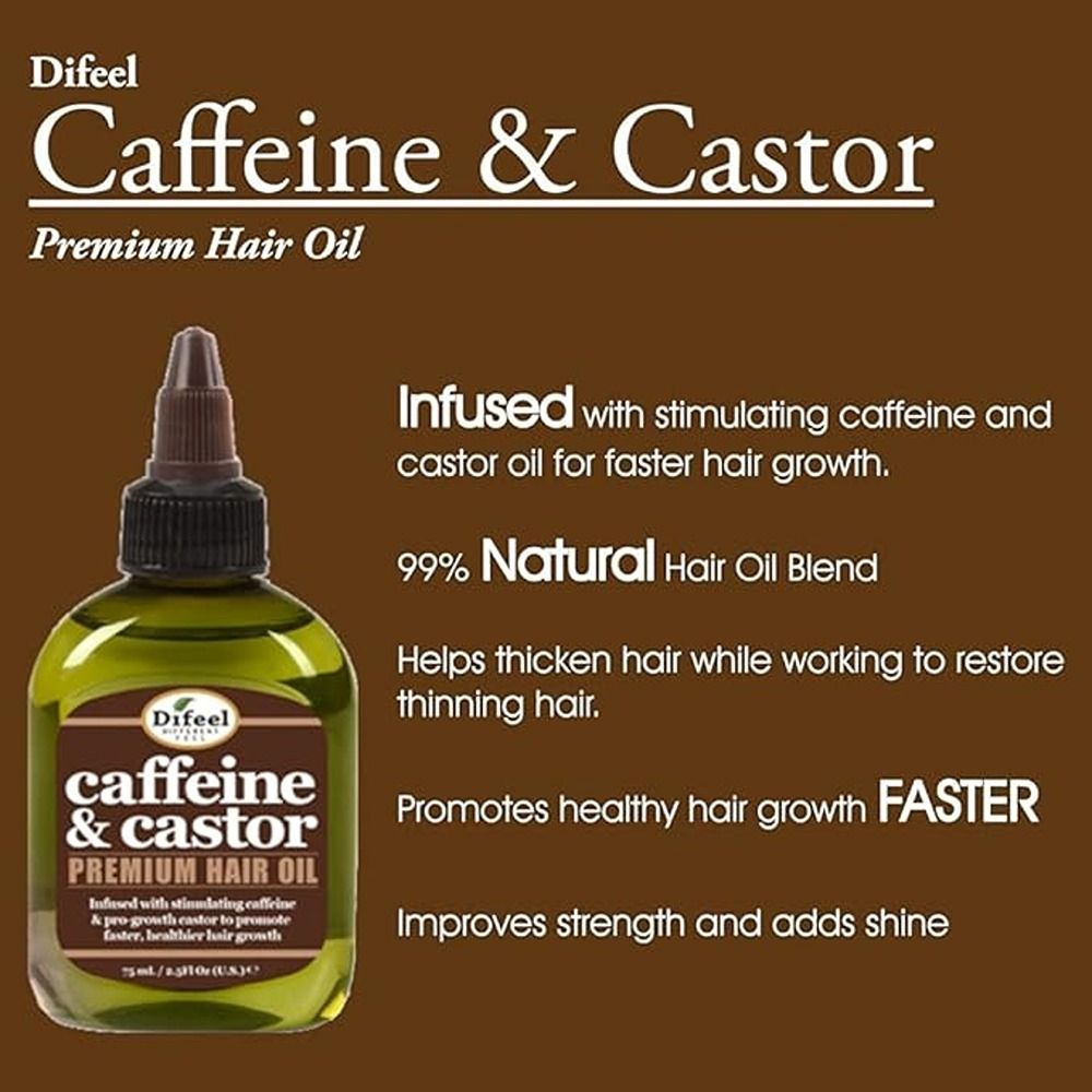 Difeel - Caffeine And Castor Premium Hair Oil - 75 ml