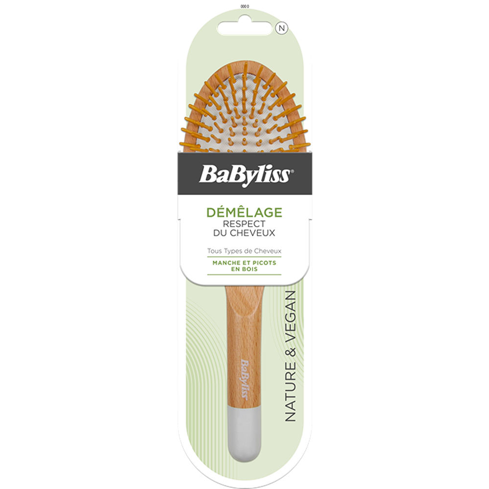 BaByliss - Detangling Wooden Hair Brush With Soft Bristle