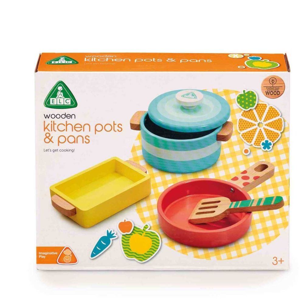 ELC - Wooden Pots And Pans Playset - 4pcs