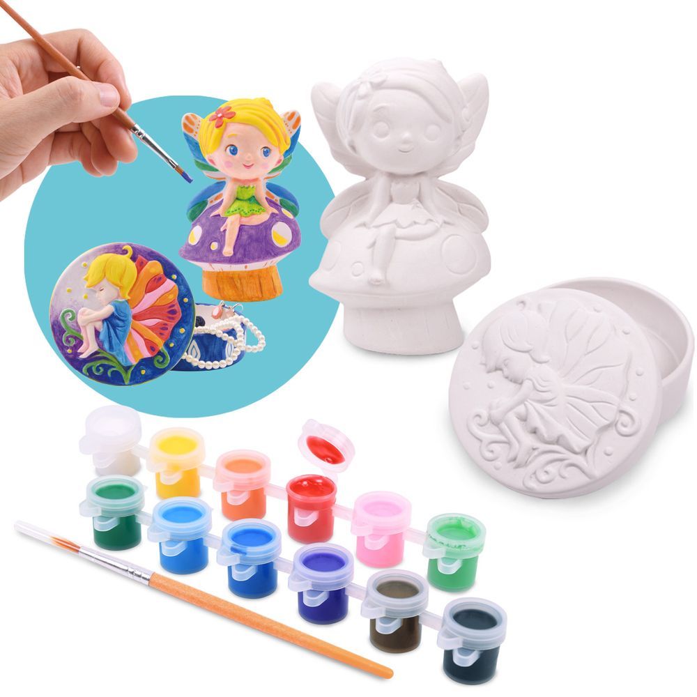 PlayGo - Paint Your Own Fairy Jewellery Box Craft Set - 16 Pcs