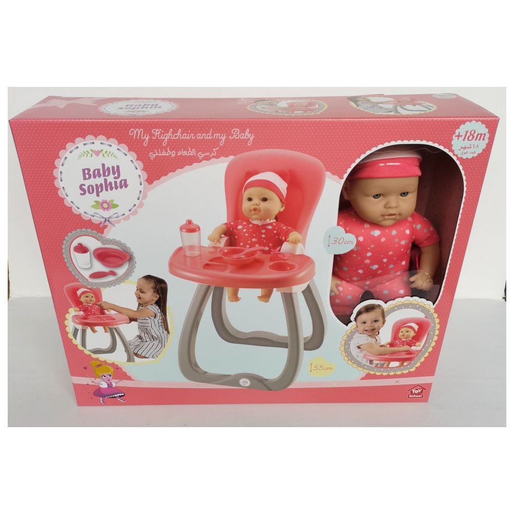 Toy School - Baby Sophia Highchair With Doll