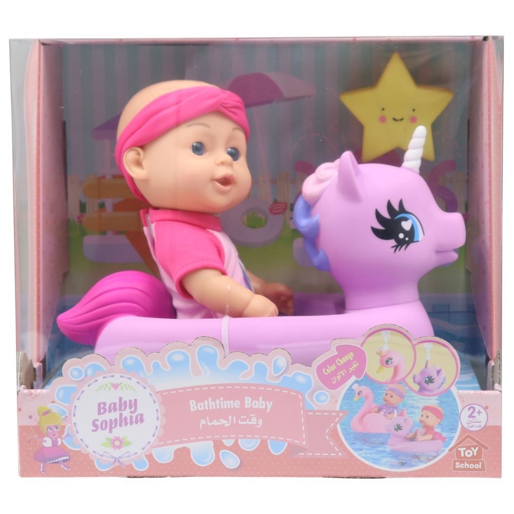 Toy School - Baby Sophia Bathtime Baby Doll Playset - 10-inch - Color May Vary