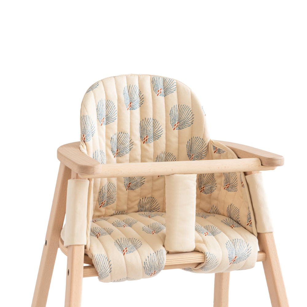 Nobodinoz - Growing Green High Chair Cushion Only - Blue Gatsby/Cream