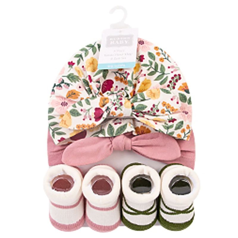 Hudson Childrenswear - 4pc-Set - Turban & Booties - Blush Pink