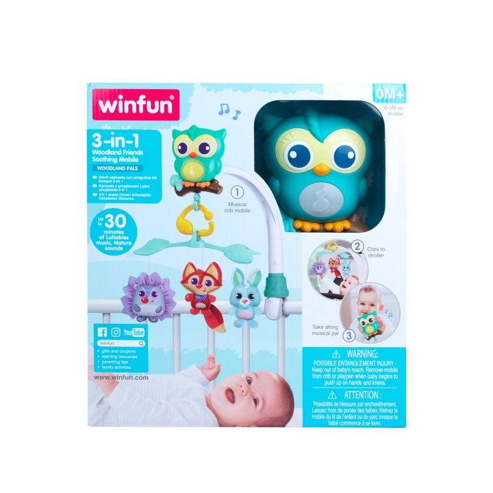 Winfun - 3-in-1 Woodland Friends Soothing Mobile