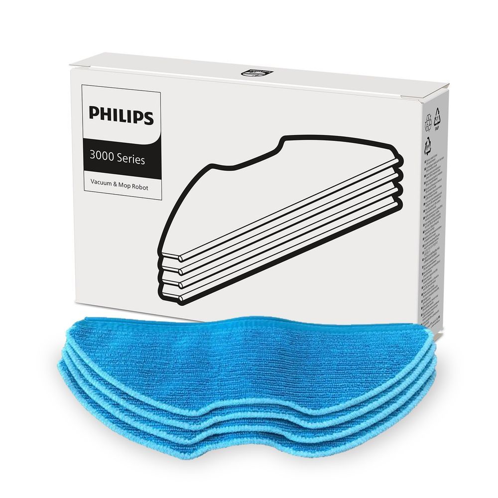 Philips - Replacement Mop Pads For HomeRun 3000 Mop Robot - 4 Pcs