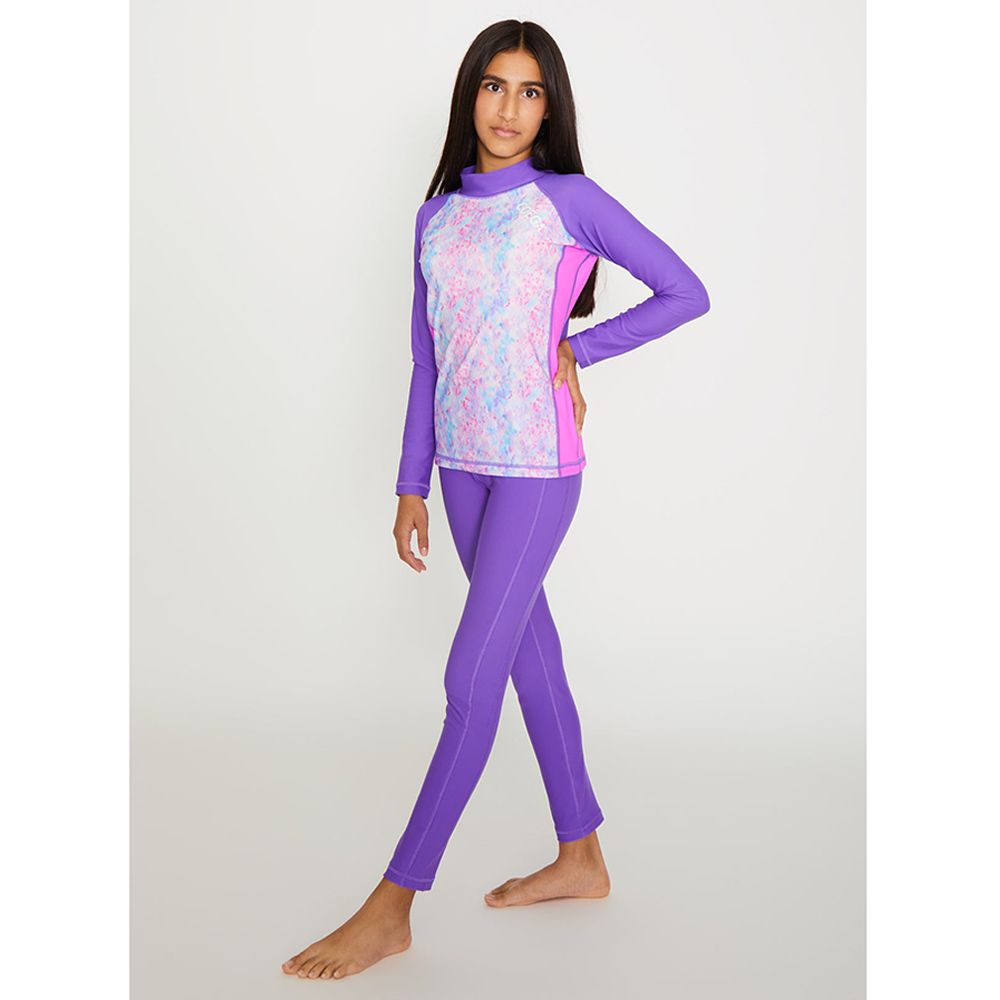 Coega Sunwear - Girls Youth Tights - Purple Abstract Drops