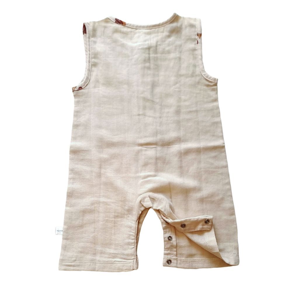 Tickle Tickle - Camelot Organic Muslin Romper - Beige