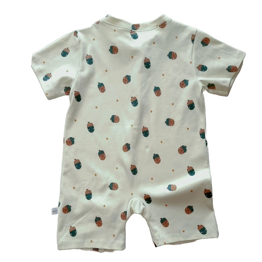 Tickle Tickle - Lil Peacan Organic Short Zip Playsuit - Beige