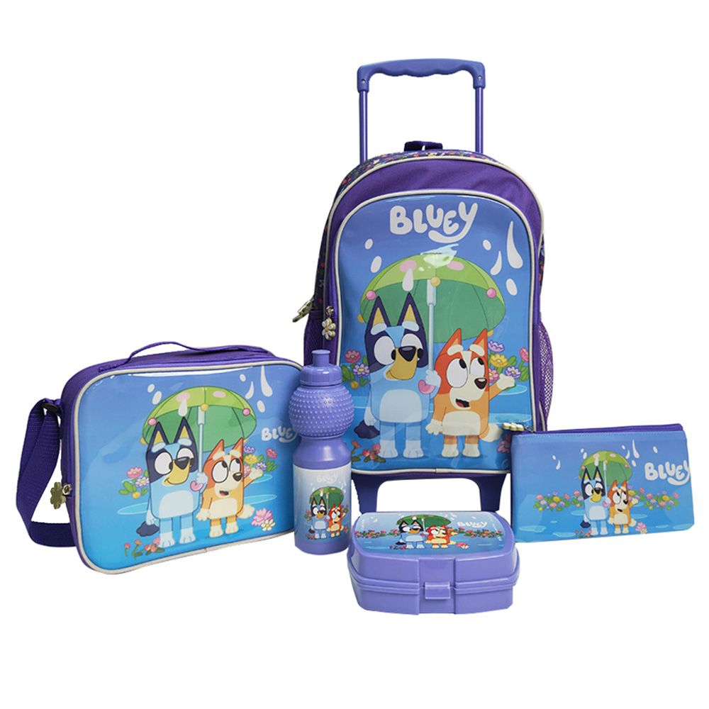 Bluey - Trolley Bag 16-inch With Lunch Bag, Pencil Case, Water Bottle And Lunch Box