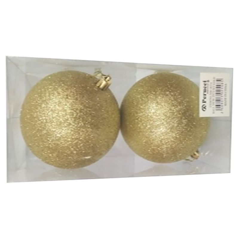 Perucci - Christmas Ball Glitter - Golden - 10cm - 2pcs