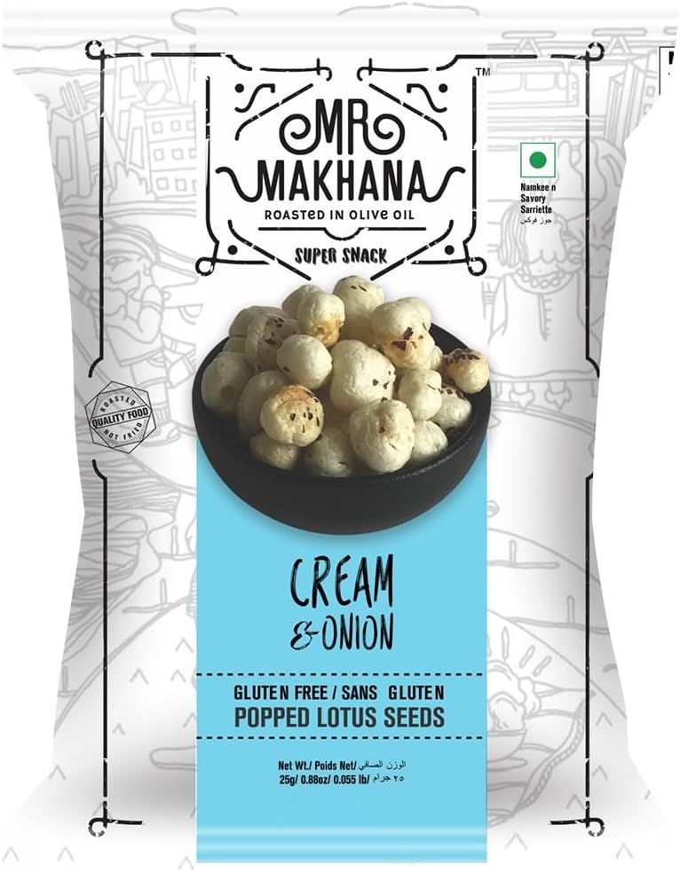 Mr Makhana - Cream & Onion Popped Lotus Seeds - 25g