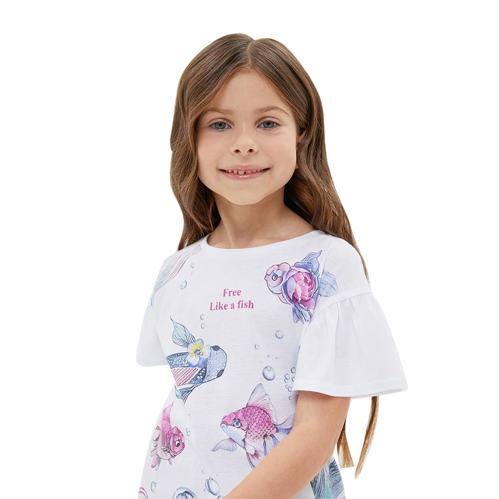 Bell Bimbo - Girls Original Print T-Shirt - White