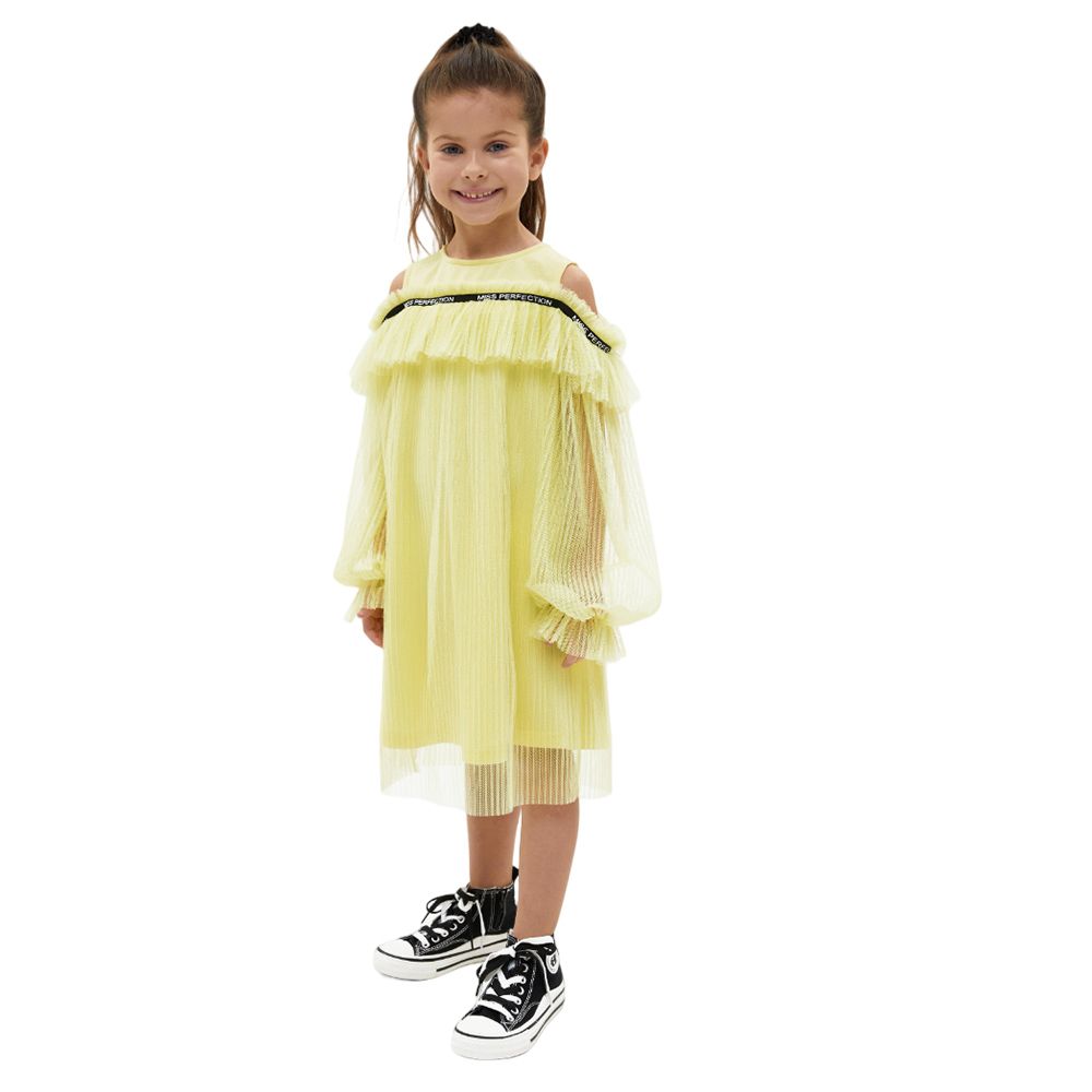 Bell Bimbo - Girls Open Shoulder Event Dress - Yellow