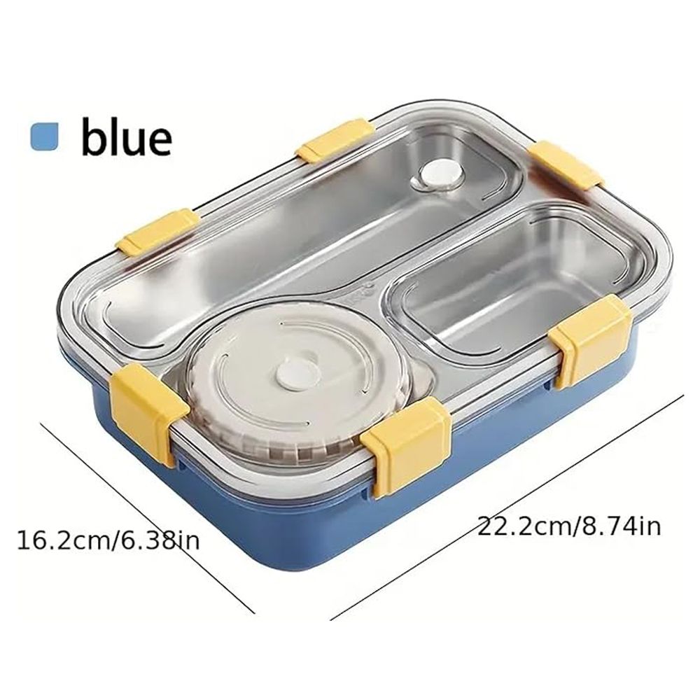 Brain Giggles - 3-Compartment Insulated Lunchbox with Removable Inner Tray - Blue